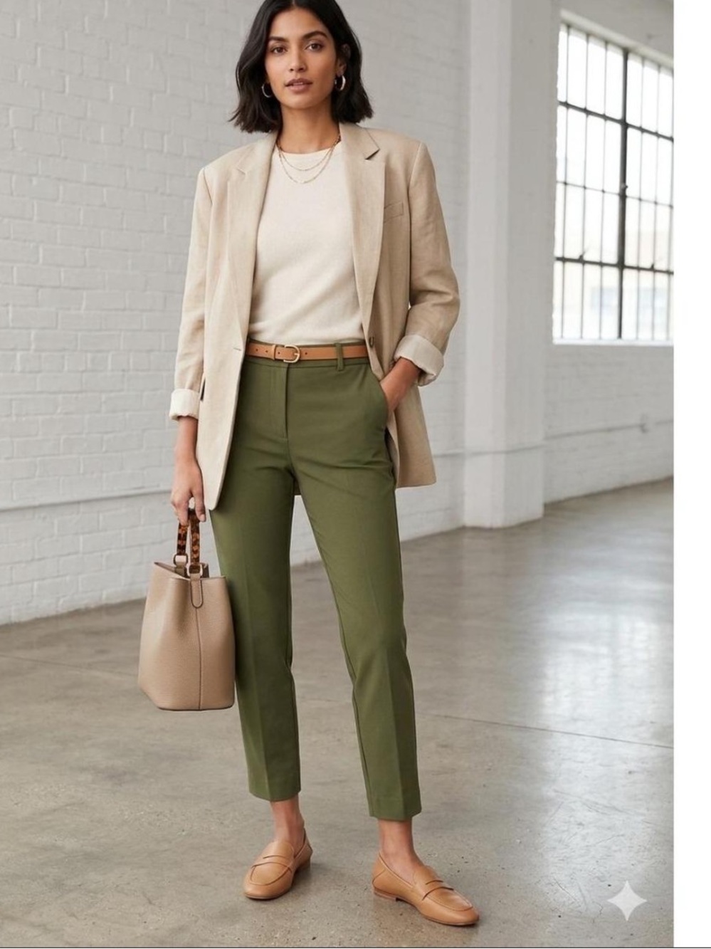 J.Crew Classic Olive Straight-Leg Pants Office Size 6